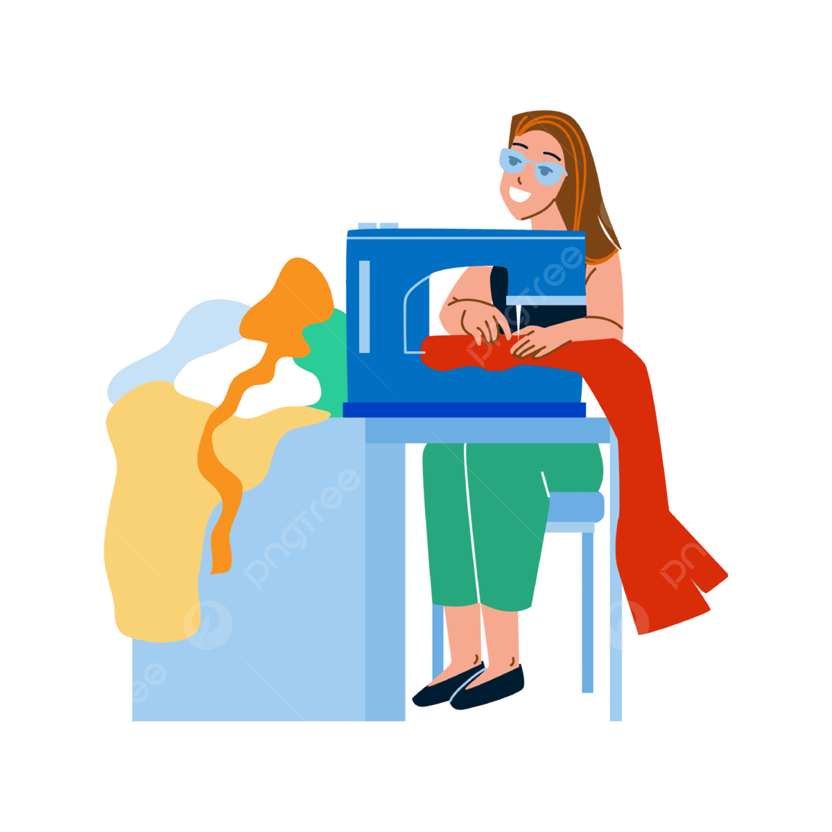 pngtree woman sewer sewing clothes png image 7299197